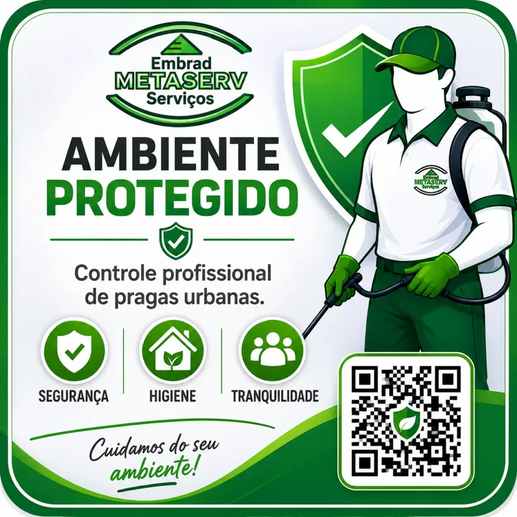 Fôlder informativo dos Serviços de dedetização com garantia Metaserv